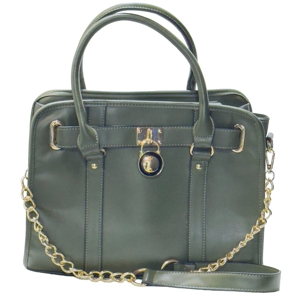 DASEIN Women's Handbag Belted Medium Tote Bag Green Faux Leather